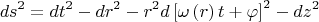 $$ds^2  = dt^2  - dr^2  - r^2 d\left[ {\omega \left( r \right)t + \varphi } \right]^2  - dz^2$$