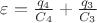 $\varepsilon =\frac{q_4}{C_4}+\frac{q_3}{C_3}$