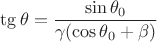 $\displaystyle \tg\theta = \frac{\sin\theta_0}{\gamma(\cos\theta_0 + \beta)}$