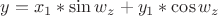 $y=x_1*\sin{w_z}+y_1*\cos{w_z}$
