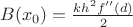 $B(x_0)=\frac{k h^2 f''(d)}{2}$