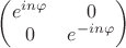 $\begin{pmatrix}e^{in\varphi}&0\\0&e^{-in\varphi}\end{pmatrix}$