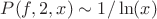 $P(f,2,x) \sim 1/\ln(x)$