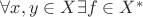 $\forall x,y\in X  \exists f \in X^*$