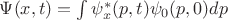 $\Psi(x,t)=\int \psi _x^*(p,t)\psi_0(p,0)dp$
