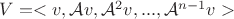 $V= < v,\mathcal{A} v, \mathcal{A}^{2} v, ... , \mathcal{A}^{n-1} v >$