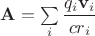 $ \mathbf A = \sum \limits_i \dfrac{q_i \mathbf v_i}{c r_i}$