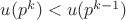 $u(p^k) < u(p^{k-1})$
