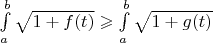 $\int\limits_a^b\sqrt{1+f(t)}\geqslant\int\limits_a^b\sqrt{1+g(t)}$