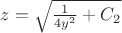 $z=\sqrt{\frac{1}{4y^2}+C_2}$