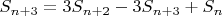 $\[{S_{n + 3}} = 3{S_{n + 2}} - 3{S_{n + 3}} + {S_n}\]$
