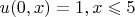 $u(0,x) = 1, x\leqslant5 $