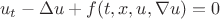 $$u_t-\Delta u+f(t,x,u,\nabla u) = 0$$ $$u_t-\Delta u+f(t,x,u,\nabla u) = 0$$