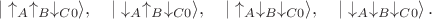 $$|\uparrow_A\uparrow_B\downarrow_{C0}\rangle,\quad |\downarrow_A\uparrow_B\downarrow_{C0}\rangle,\quad |\uparrow_A\downarrow_B\downarrow_{C0}\rangle,\quad |\downarrow_A\downarrow_B\downarrow_{C0}\rangle\,.$$