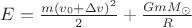 $E=\frac{m(v_0+\Delta v)^2}{2}+\frac{GmM_{\odot}}{R}$