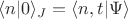 $\langle n|0\rangle_J=\langle n,t|\Psi \rangle$