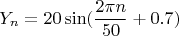$$Y_n=20 \sin(\frac{2 \pi n}{50}+0.7)$$