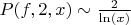 $P(f,2,x) \sim \frac {2} {\ln(x)}$