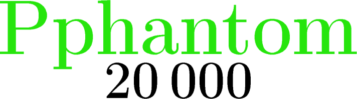 $\tikz[scale=2,transform shape, font=\fontsize{28}\selectfont,black]{
\node at (-.9,0) {\textbf{20}};
\node at (.65,0) {\textbf{000}};
\node at (0,.9) [scale=1.2,transform shape, font=\fontsize{33}\selectfont,green!80!brown!100][rotate=0] {\textbf{Pphantom}}
;}$