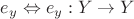 $e_y\Leftrightarrow{e_y:Y\rightarrow{Y}}$