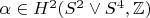 $ \alpha \in H^{2}(S^{2}\vee S^{4}, \mathbb{Z})$