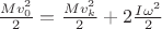 $\frac{M v_0^2}{2}=\frac{M v_k^2}{2}+2\frac{I \omega^2}{2}$