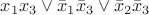 $x_1 x_3\vee \bar x_1\bar x_3\vee \bar x_2\bar x_3$