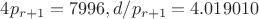 $4p_{r+1}=7996, d/p_{r+1}=4.019010$