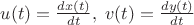 $u(t)=\frac{dx(t)}{dt},\;v(t)=\frac{dy(t)}{dt}$