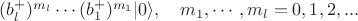 $(b_l^+)^{m_l}\cdots (b_1^+)^{m_1}|0\rangle,\quad m_1, \cdots , m_l=0, 1, 2, ... $