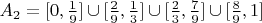 $A_2 = [0, \frac{1}{9}]\cup[\frac{2}{9}, \frac{1}{3}]\cup[\frac{2}{3}, \frac{7}{9}]\cup[\frac{8}{9}, 1]$