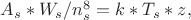$ {A_s*W_s}/{n_s^8}  =  k*T_s*z , $