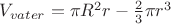 $V_{vater}=\pi R^2r-\frac 2 3 \pi r^3