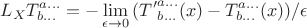 $$L_X T_{b...}^{a...} = -\lim_{\epsilon \to 0}{({T'}_{b...}^{a...}(x)-T_{b...}^{a...}(x))/\epsilon$$}