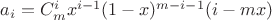 $a_i=C_m^ix^{i-1}(1-x)^{m-i-1}(i-mx)$