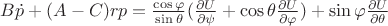 $B \dot{p}+(A-C)rp=\frac{\cos{\varphi}}{\sin{\theta}}(\frac{\partial{U}}{\partial{\psi}}+\cos{\theta}\frac{\partial{U}}{\partial{\varphi}})+\sin{\varphi}\frac{\partial{U}}{\partial{\theta}}$