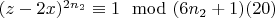 $(z-2x)^{2n_2}\equiv 1\mod(6n_2 +1)\engo(20)$
