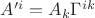 $ A'^i = A_k \Gamma^{ik} $