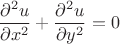 \[
\frac{{\partial ^2 u}}
{{\partial x^2 }} + \frac{{\partial ^2 u}}
{{\partial y^2 }} = 0
\]