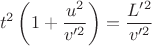 $$t^2\left(1+\frac{u^2}{v'^2}\right)=\frac{L'^2}{v'^2}$$