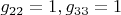 $g_{22}=1, g_{33}=1$