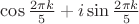 $\cos \frac{2\pi k}5+i\sin\frac{2\pi k}5$
