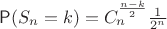 $\mathsf P(S_n=k)=C_n^{\frac{n-k}{2}} \frac{1}{2^n}$