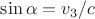 $\sin\alpha=v_3/c$