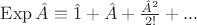 $\operatorname{Exp} \hat A \equiv \hat 1 + \hat A + \frac{{\hat A^2 }}{{2!}} + ...$