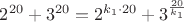 $2^{20}+3^{20}=2^{k_1 \cdot 20}+3^{\frac{20}{k_1}}$