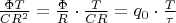 $\frac{\Phi T}{C R^2}=\frac{\Phi}{R}\cdot \frac{T}{C R}=q_0\cdot \frac{T}{\tau}$