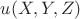 $u(X, Y, Z)$ $u(X, Y, Z)$
