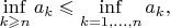 $\inf\limits_{k\geqslant n}a_k\leqslant\inf\limits_{k=1,...,n}a_k,$
