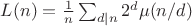 $L(n)=\frac{1}{n}\sum_{d|n} 2^d \mu(n/d)$